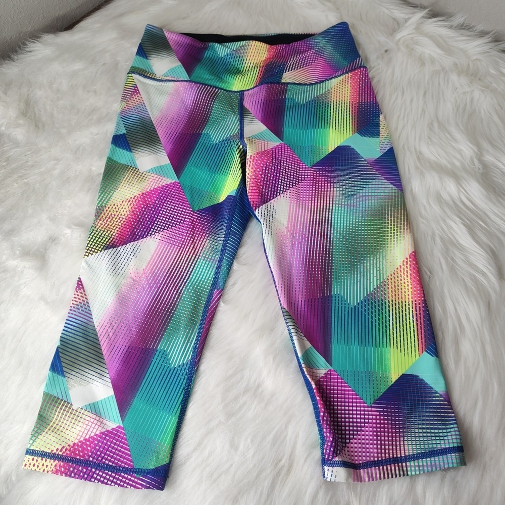 Victoria's Secret VSX Sport Cropped Leggings Medium Multicolor Mid Rise Workout